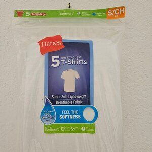 Hanes Super Soft LIghtweight Boy's White T-Shirts, Sz S 6/8